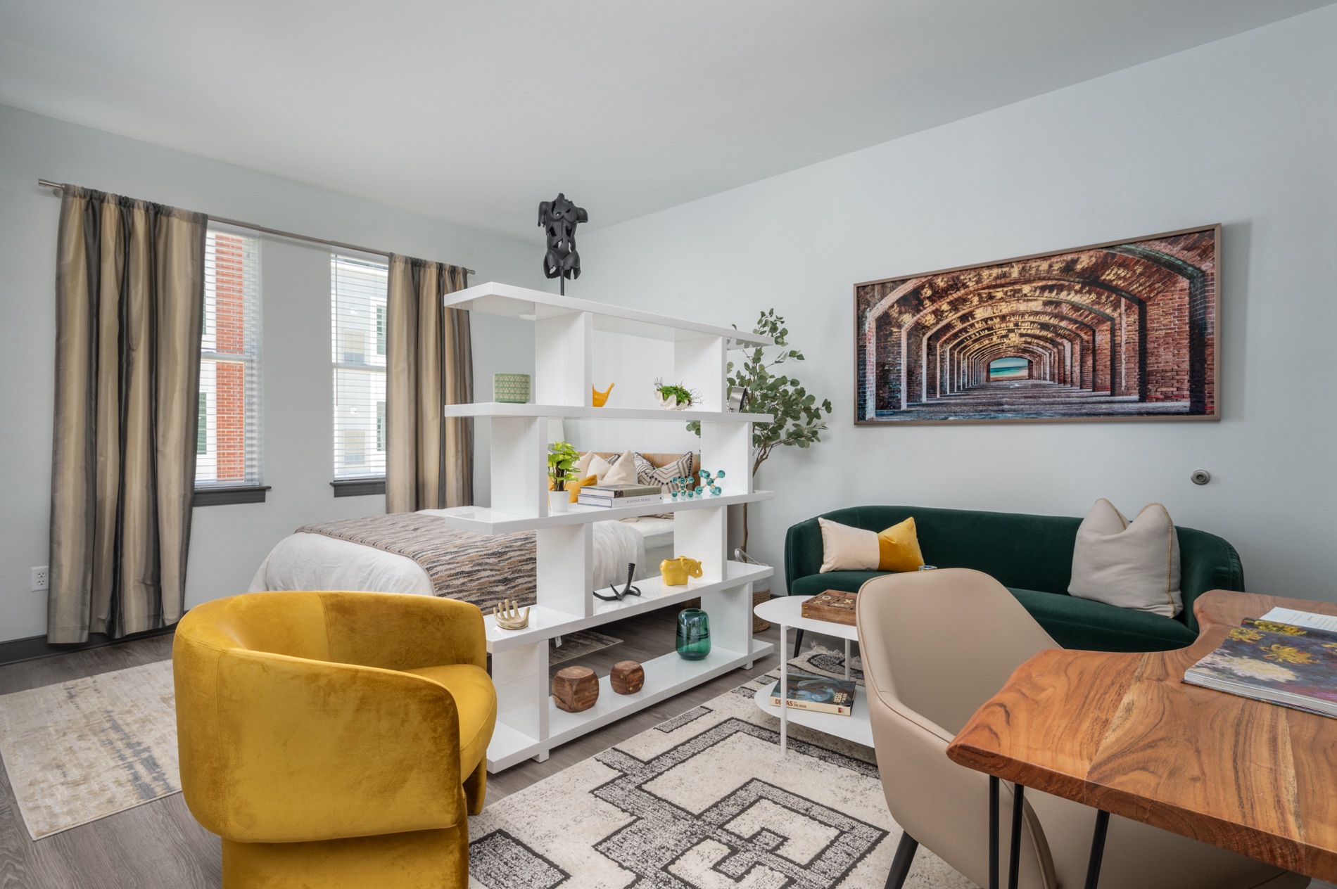 Spacious living area in Model Studio