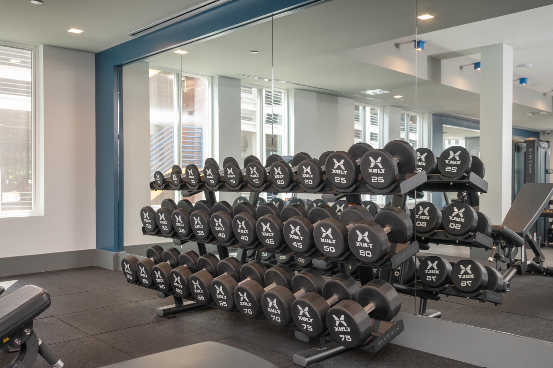 Additional view of the weight room.
