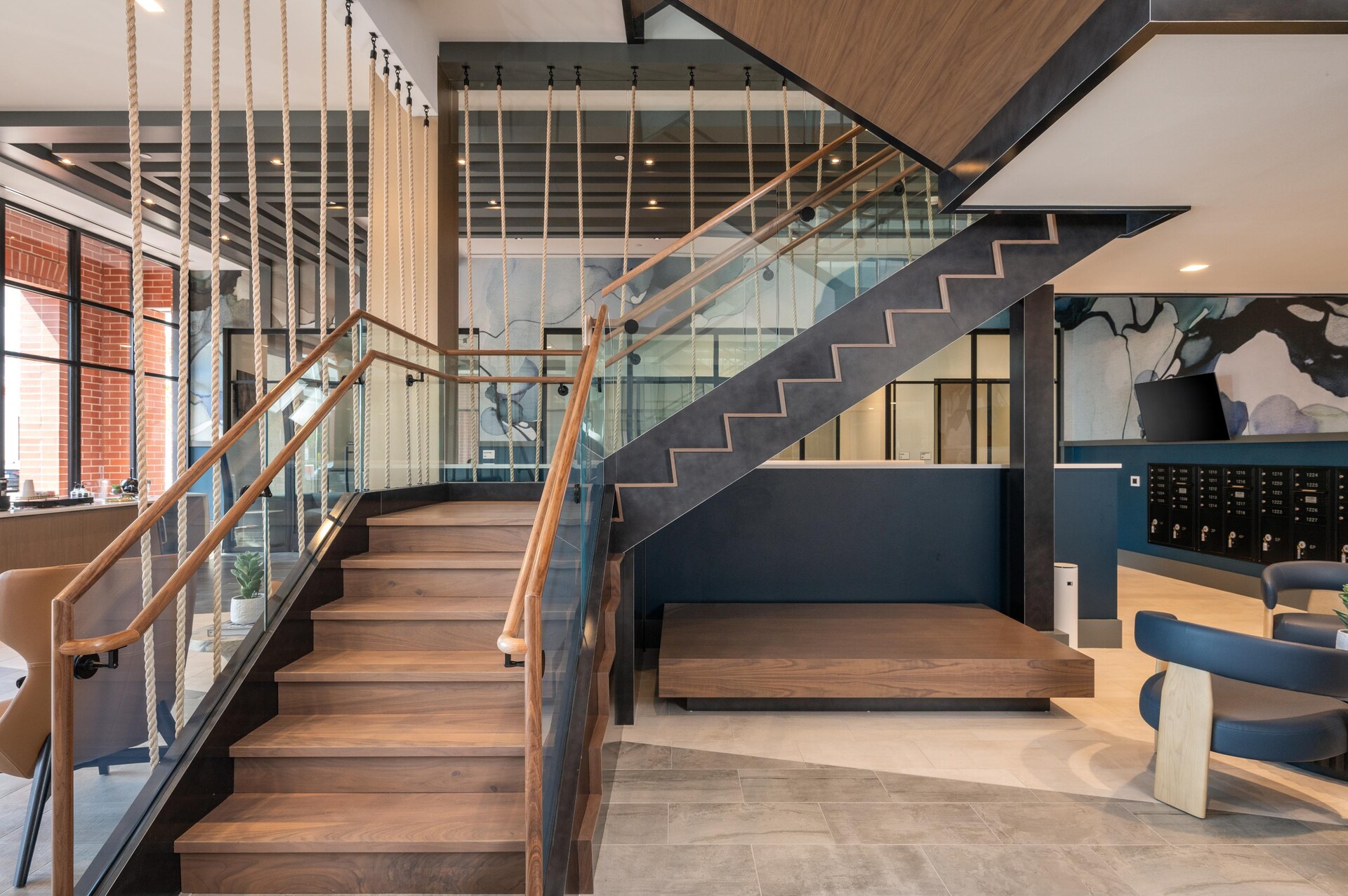 Stairway in the lobby area.